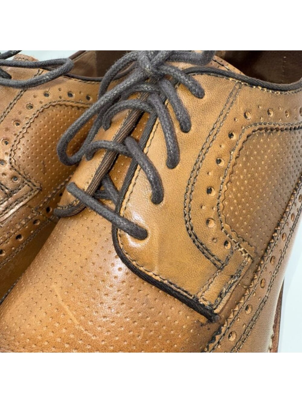 Johnston & Murphy Conard Oxford Shoes Men's 10M Wingtip Tan Leather 20-3310 - Picture 12 of 14